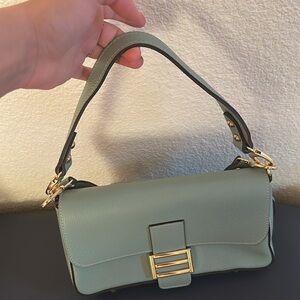 Chic Sage Leather Shoulder Bag